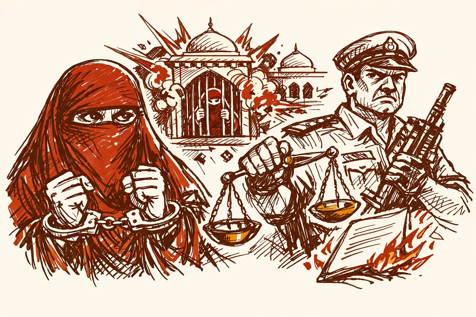Editorial illustration for The Aasiya Andrabi Sentence and What India's Anti-Terror Law Must Now Get Right