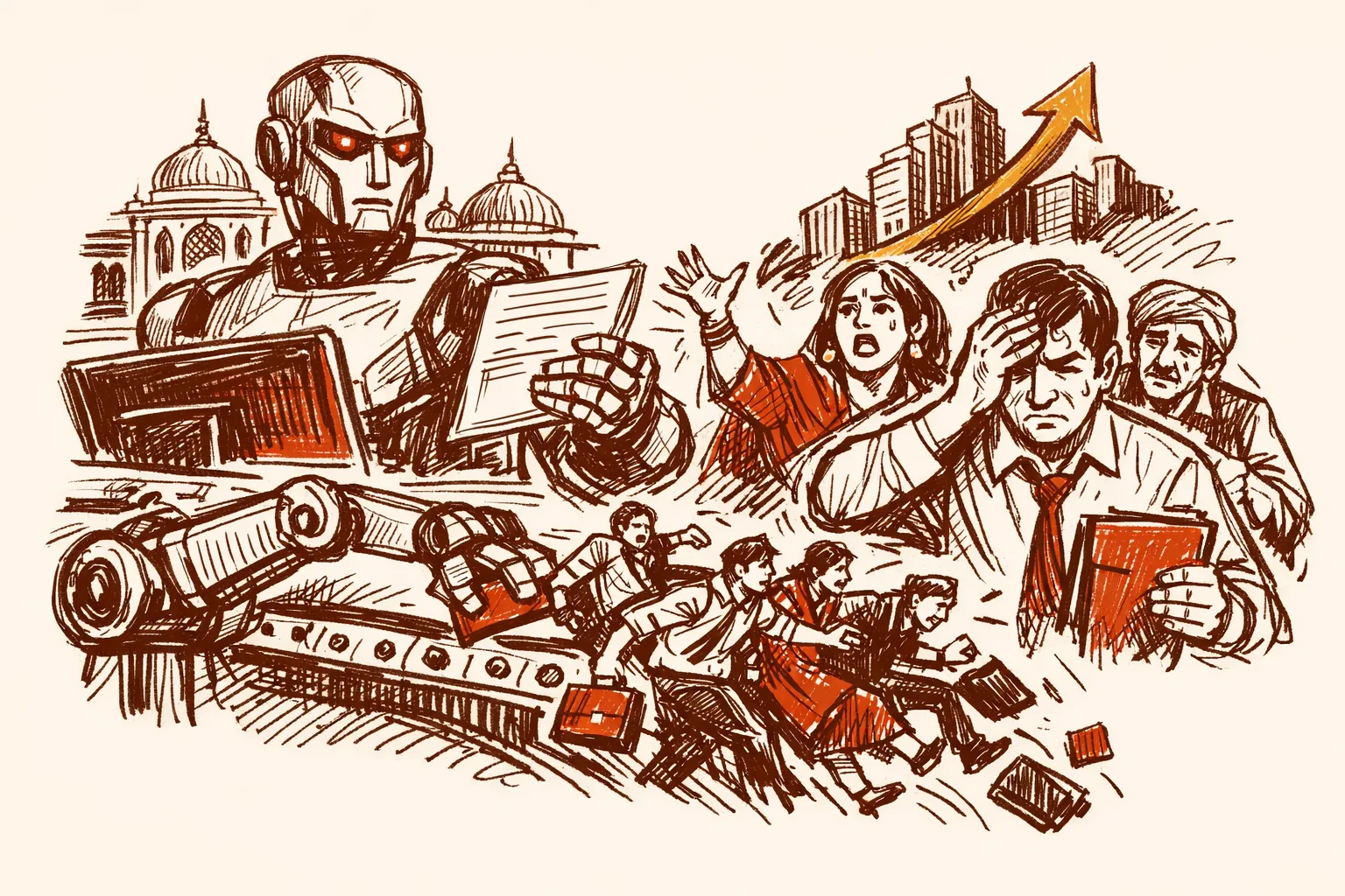 Editorial illustration for AI Replacing Indian Jobs - What India Must Do Before It Is Too Late