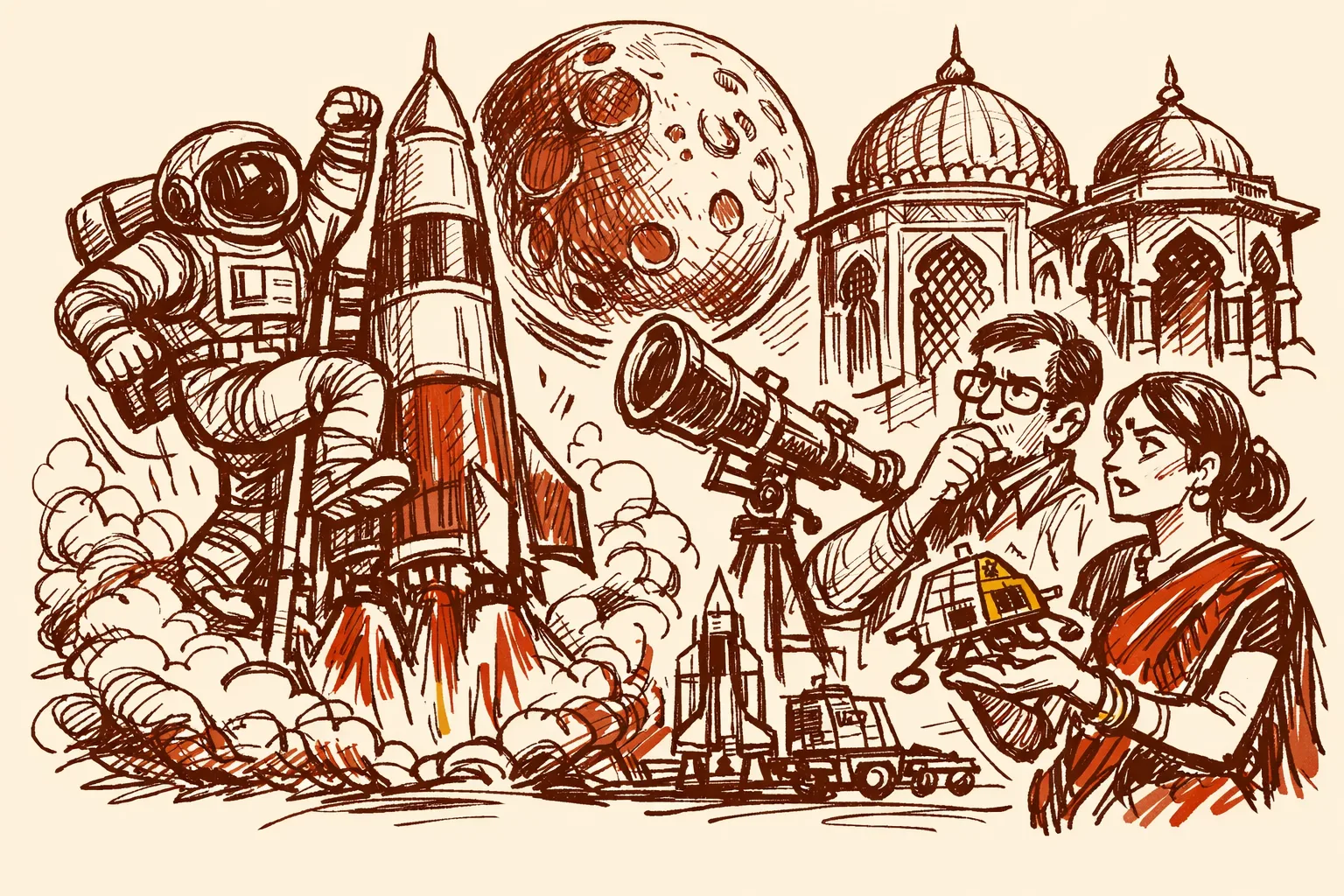 Editorial illustration for Artemis II Just Proved the Moon Is Real Again. India Has Work to Do.