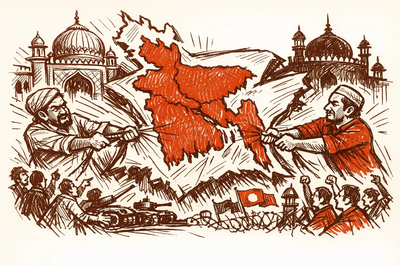 Editorial illustration for The Greater Bangladesh Map Is Not a Student Art Project