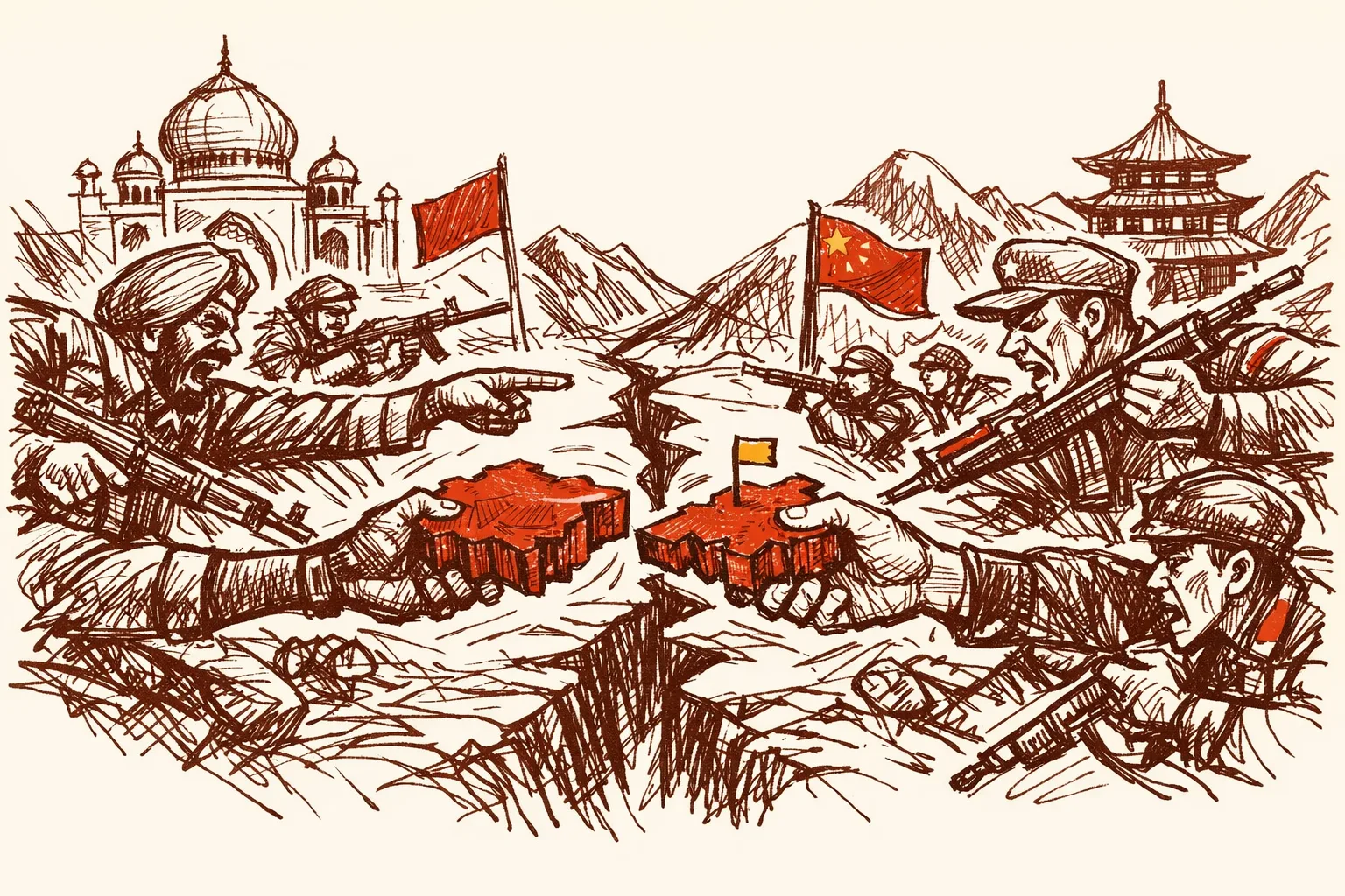Editorial illustration for The India China Border Swap Deal India Should Never Accept