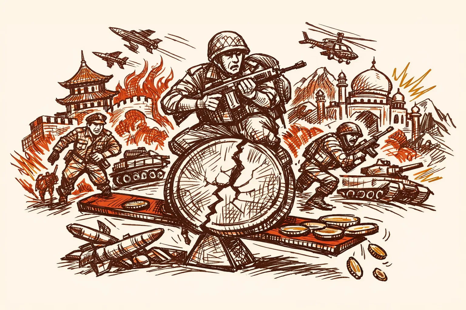 Editorial illustration for India's Defense Budget Cannot Win a Two-Front War at 2% of GDP