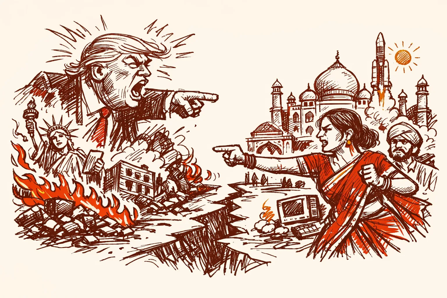 Editorial illustration for Trump Called India a Hellhole - Here Is What India Should Do About It